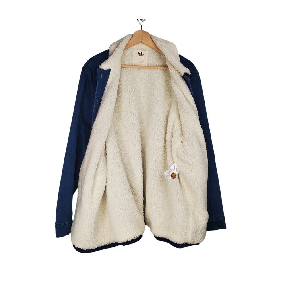 Sezane Will Forever Jean Jacket Indigo Blue Denim Sherpa Oversized Size XXL - Picture 4 of 9